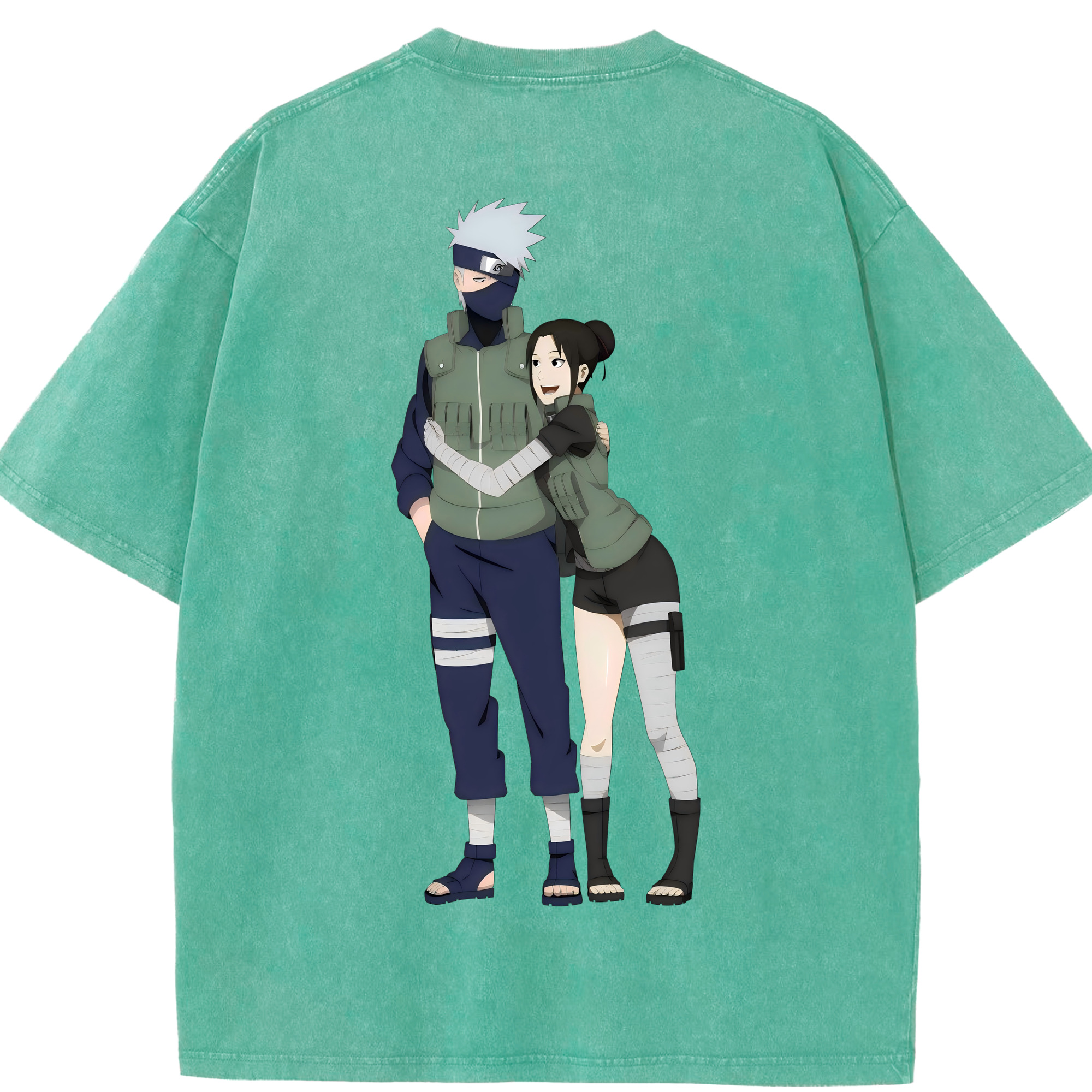 （画像用） NARUTO -ナルト- はたけ カカシ Hatake Kakashi 綿100% ヴィンテージ風 半袖Tシャツ（背面プリント）